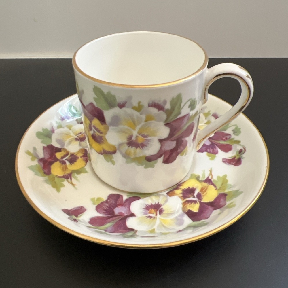 Vintage Demitasse Tea Cup‎ and Saucer Crown Staffordshire Violet